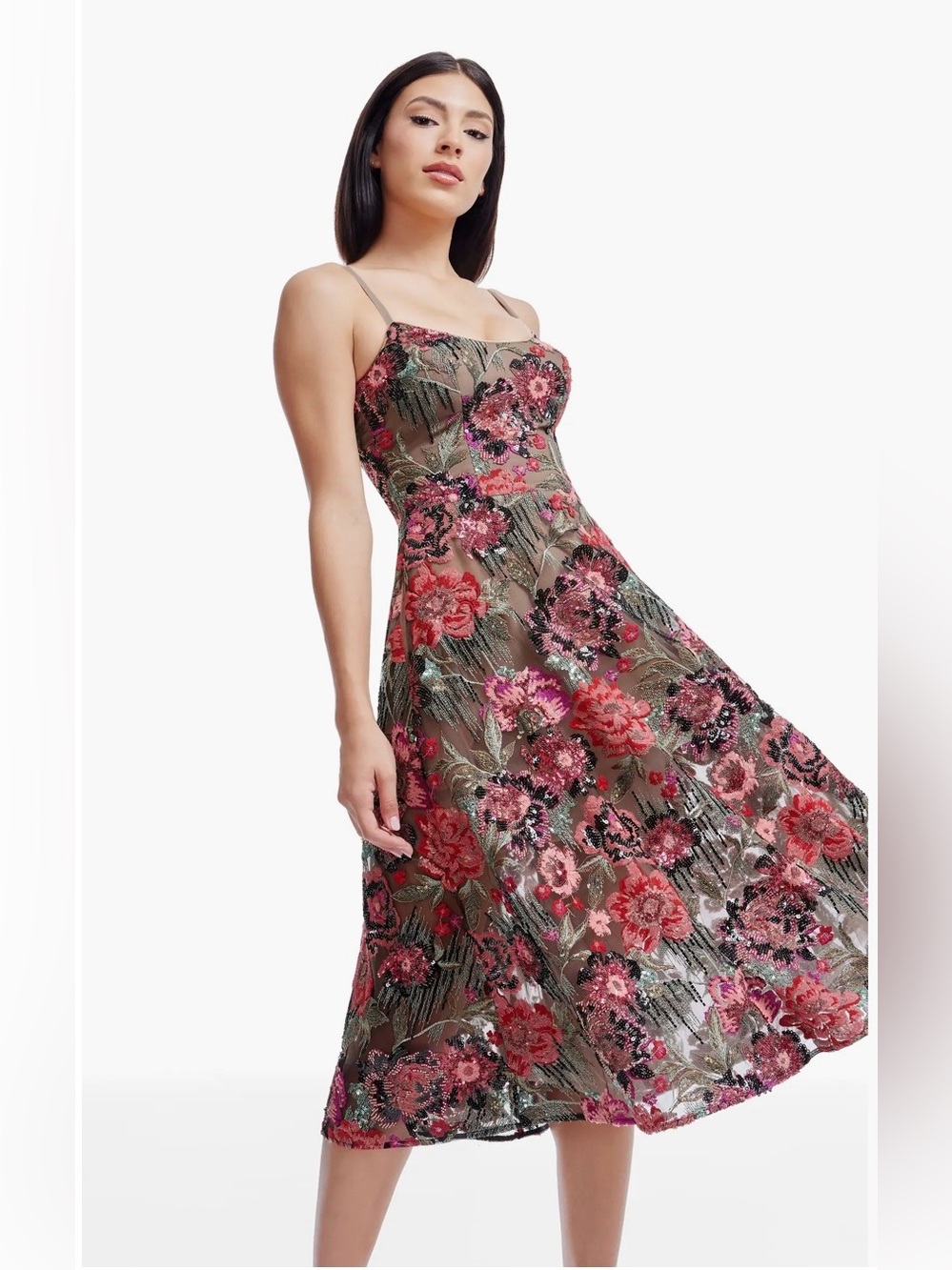 Dress the Population Uma Sequined Floral Cocktail Dress NWT Sz M Ret $348 - Picture 2 of 13